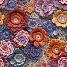 Tecido Patchwork Digital Floral Crochê 6 D461