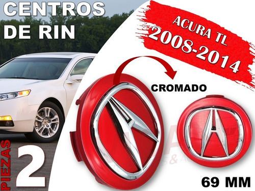 Par De Centros De Rin Acura Tl 2008-2014 69 Mm (rojo) Foto 2