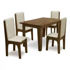 Conjunto De Mesa Miami 1,20m Com 4 Cadeiras Castanho