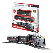 Trem Locomotiva Com Trilhos E Vagões Ferrorama Luz E Som 