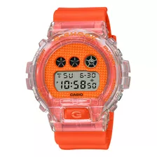Reloj Pulsera Casio Vintage Dw-6900gl-4dr, Digital, Para Hombre, Fondo Naranja, Con Correa De Resina Color Naranja, Bisel Color Naranja Y Hebilla Doble