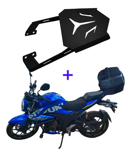 Caja Trasera 47 Lt 2 Cascos Y Soporte Moto Suzuki Gixxer 250 Foto 2