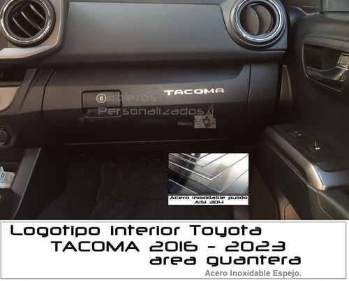 Letras Logotipo Acero Inox Guantera Toyota Tacoma 2016-2023 Foto 6