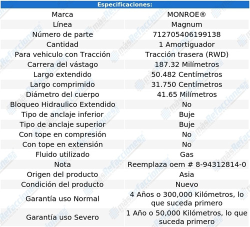 Amortiguador Direccin Magnum Isuzu Amigo Rwd 89-94 Monroe Foto 3