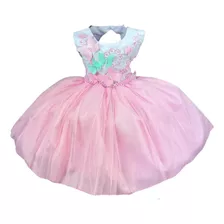 Vestido Infantil Jardim Encantado Luxo Saia Rosa