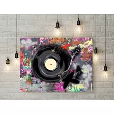 Lindo Quadro Em Canvas Toca Disco Hip Hop Vinil Decoração