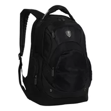 Mochila Executiva Com Cabo De Aço E Compartimento P/ Laptop Cor Preto Desenho Do Tecido Liso