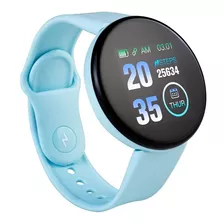 Reloj Smartwatch Bt Fitness Noga Ng-sw09 Color De La Caja Negro Color De La Malla Celeste
