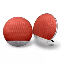 Kit De 2 Bocinas Redondas Bluetooth Portátiles Con Soporte Color Rojo