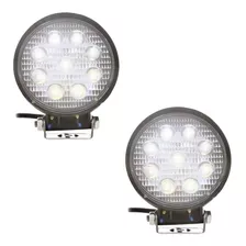 Par Farolete Milha Redondo Led 27w 12v 24v Caminhão Trator