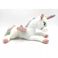 Peluche Unicornio Con Alas Multicolor Lentejuelas 35 Cm