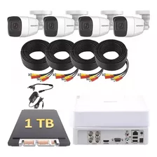 Cámara De Seguridad Epcom B8-kit-mic/1tb Con Resolución De 2mp Visión Nocturna Incluida Blanca