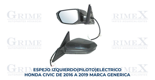 Espejo Honda Civic 2016-16-2017-2018-2019-19 Ore Foto 2