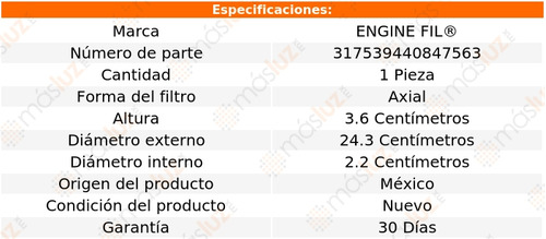 1- Filtro De Aire Geo Metro 3 Cil 1.0l 1989/1997 Engine Fil Foto 2