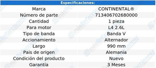 Banda V Alternador 990 Mm Conquest L4 2.6l 85 Continental Foto 4