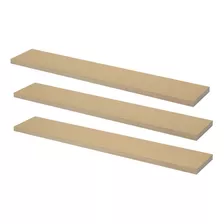 Kit 3 Prateleiras Slim Reta Mdf Cru Suporte Invisível 60x10