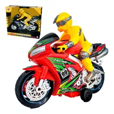 Brinquedo Moto Athletic Com Fricção Boneco Som E Luz Dm Toys