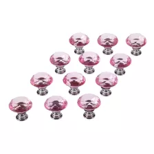 Lote 8 Puxadores Vidro Tipo Cristal Cor Rósea Para Gavetas