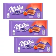 3 Milka Strawberry - Chocolate Ao Leite & Morango