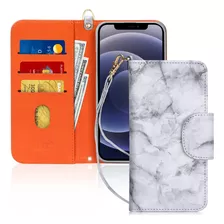 Funda Fyy Para iPhone 12/12 Pro + Correa Marble Black