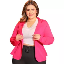 Blazer Plus Size Acinturado Alfaiataria Neoprene Confortável