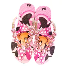 Chinelo Personalizado Da Minnie Slim Rosa Exclusivo