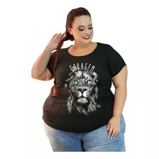 Camiseta Leão Feminina Plus Size Ate G5 Moda Evangélica