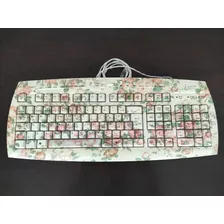 Teclado Para Pc Menina Floriado Cabo P2