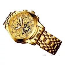 Reloj Deportivo De Lujo Dorado Con Brillantes Anuel L-gante