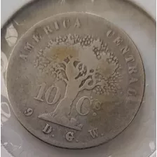 Moneda 10 Centavos Arbolito Costa Rica 1875 Buen Estado.