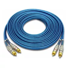 Cabo Rca Blindado 5 Metros Plug Metal Tech One Azul 5mm