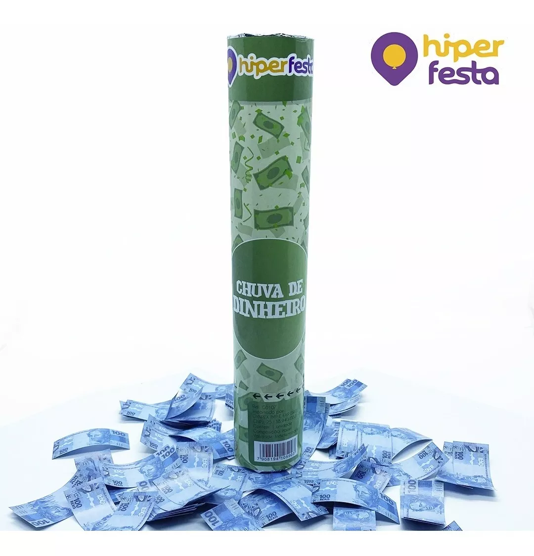 Lanca Confete Popper Hiperfesta 30cm Chuva De Dinheiro