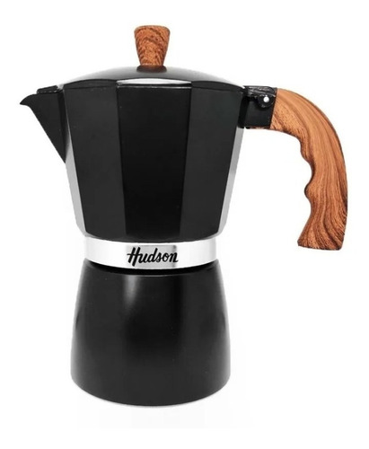 Cafetera Hudson 9 Tazas Manual Negra Italiana