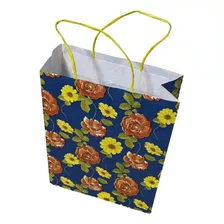 Sacola Kraft Estampada Tam 23,5x10x31,5cm Chita Flores 10 Un