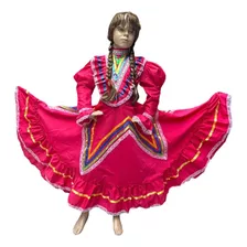 Vestido Jalisco Medio Vuelo Para Niña Tallas 8, 10 Y 12 Traje Regional Mexicano Guadalajara