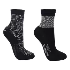 2 Pares Calcetín Bamboo Paisley Largo 2/4 Negro