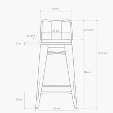 Taburete Medio 66 Tolix Madera C/ Resp Blanco Form