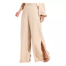 Calça Feminina Com Cintura Alta Pantalona Wide Leg Feminino