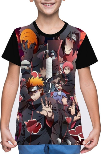 Camiseta/camisa Infantil Akatsuki - Naruto Grupo Akatsuki