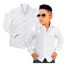 Camisa Social Menino Infantil Manga Longa Cores Branca