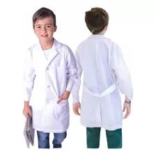 Jaleco Branco Infantil Masculino Labor Escolar Manga Longa