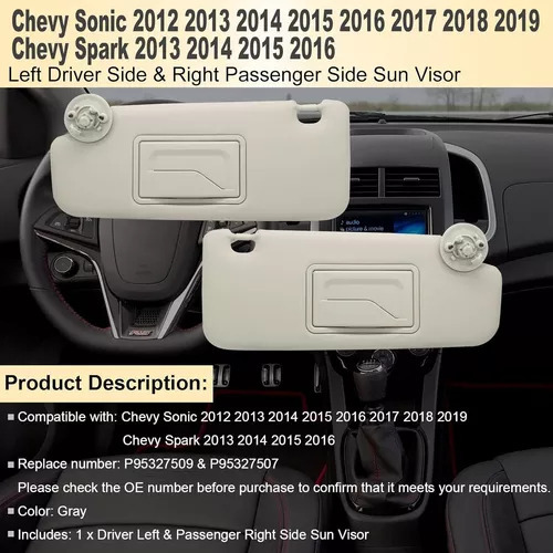 W Viseras Solares Para Chevy Sonic 2012-2019 Spark 2013-2016 Foto 2