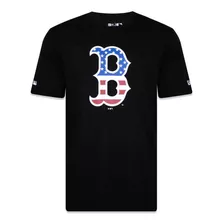 Camiseta New Era Mlb Boston Bandeira Americana Preto