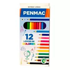 12 Cajas Lapices Escolares Penmac Largos X 12colores