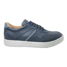 Zapatilla Hombre Cuero Azul Jean Base Eva T