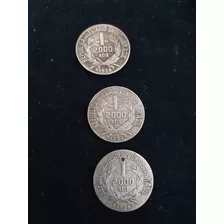 03 Moedas De 2000 Mil Reis Prata 1924 E 1927