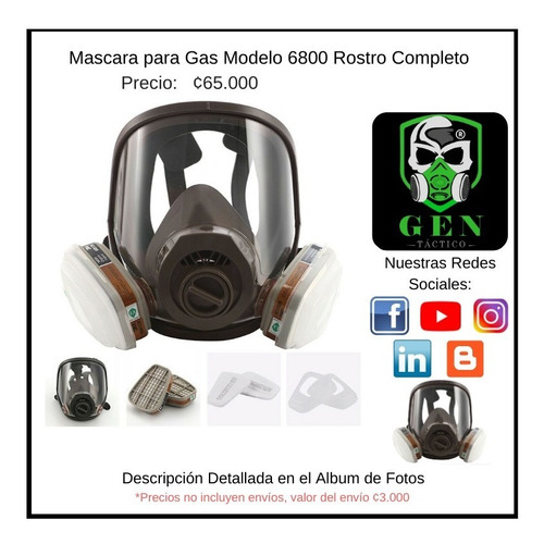 Mascara Para Gas Rostro Completo Modelo 6800 Con Filtros