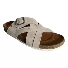 Sandalias Cuero Gamuzado Livianas Verano Mujer Venecia