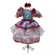 Vestido Caipira De Quadrilha Festa Junina Infantil Luxo Bk26