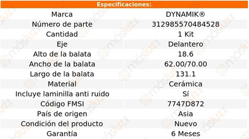 Balatas Ceramicas Del C240 V6 2.6l 01/05 Dynamik Foto 3